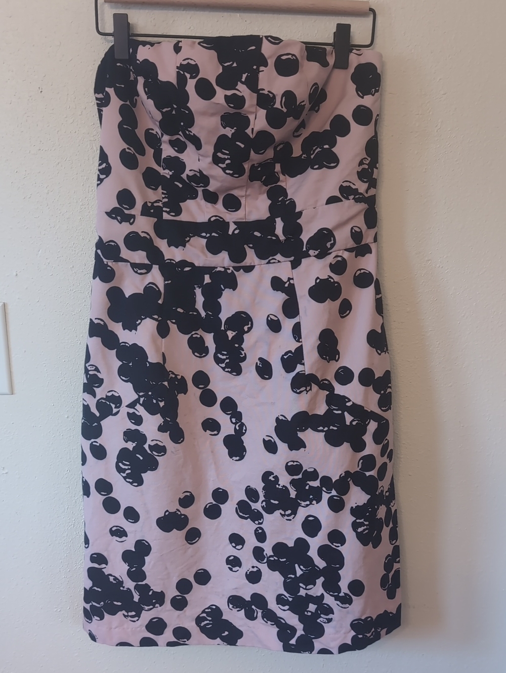 The Limited Strapless Pink Dress with Black Abstract Spots 10 (Flawed)